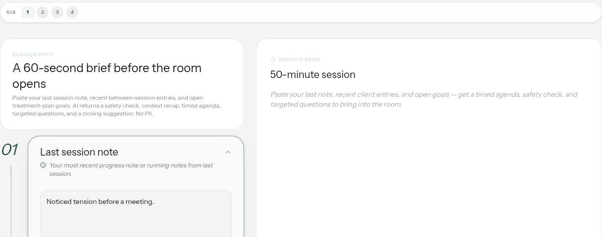 Session Prep illustrative preview