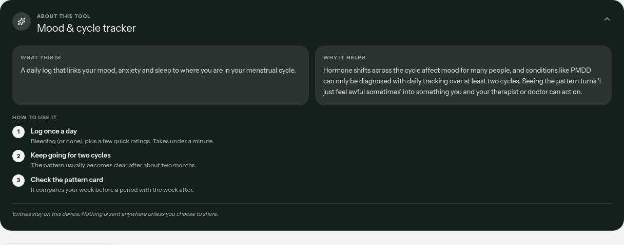 Mood & Cycle Tracker illustrative preview