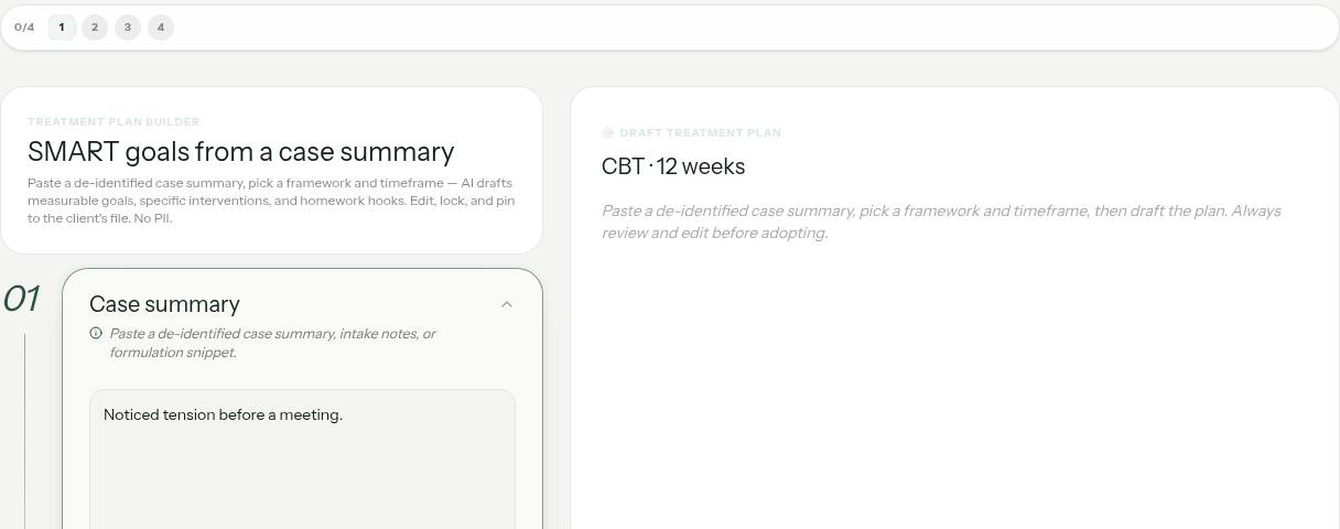 Treatment Plan Builder illustrative preview